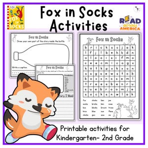 Fuchs in Socken Aktivitäten: Dr. Seuss Week Druckbare Arbeitsblätter für K-2nd Grade Lesen in ganz Amerika
