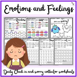 Emotions worksheet for kids: mental health; emotions tracker; feelings; behaviour management; school counselling; feelings worksheets