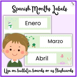 Digital months of the year Spanish