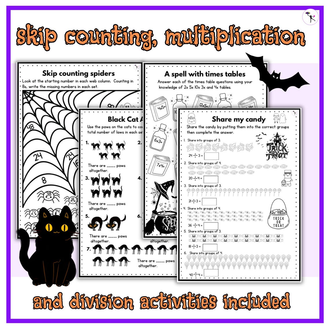 2nd Grade Halloween Math Worksheets No Prep Activities for Kids - Etsy