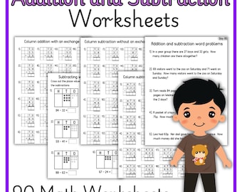 Elementary Math Addition and Subtraction Worksheets for Homeschool and Practice