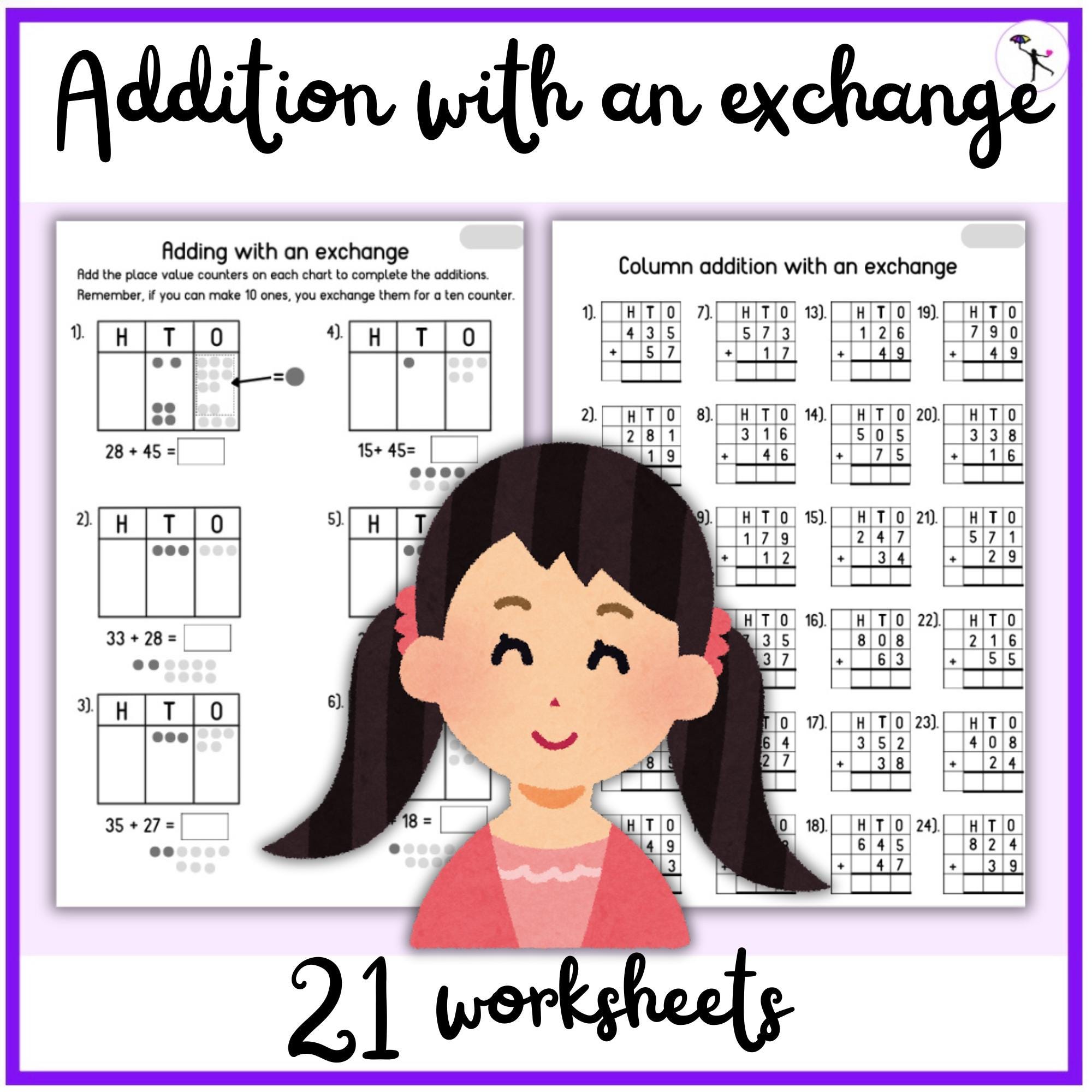 Printable Addition Worksheets With Exchange for Homeschool and ...