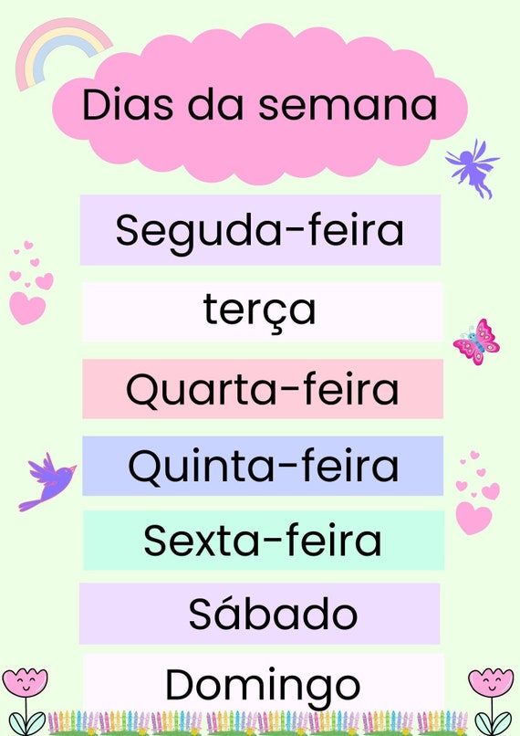 Days of the Week in Portuguese - Dias da semana em português 