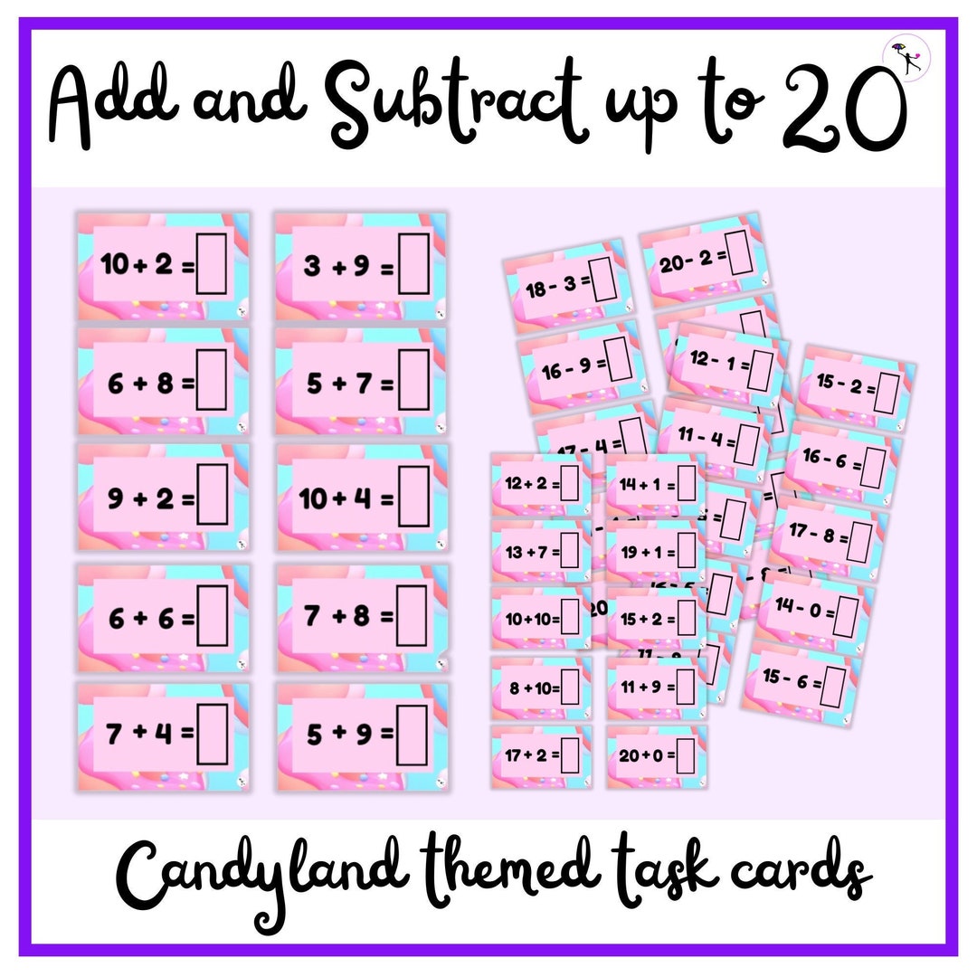 Printable Math Flashcards for Kids: Addition and Subtraction Task Cards ...