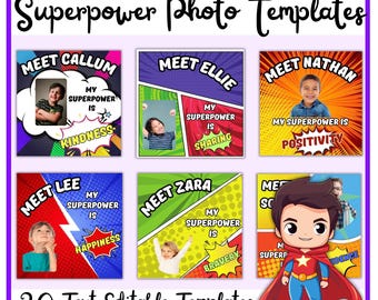 Superhero Classroom Display and Photo Template for Bulletin Board Decor