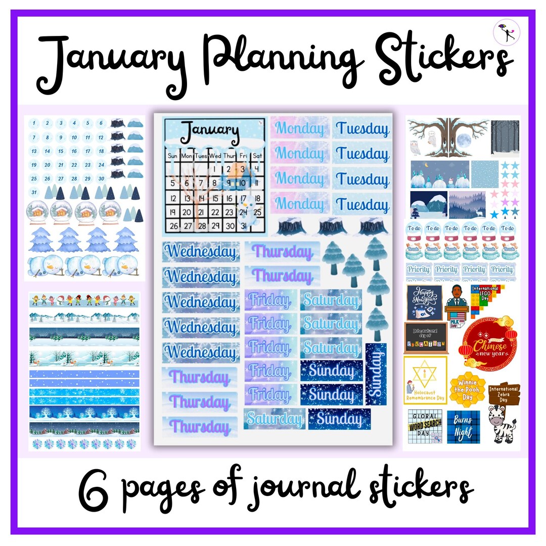 January Bullet Journal Stickers: Winter Monthly Planner & Organizer ...