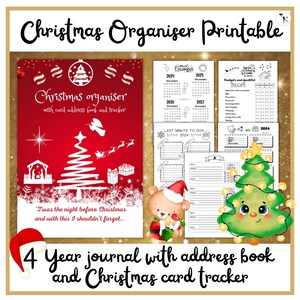 Printable Holiday planner and Christmas Card Address Book and Tracker for Christmas Organization