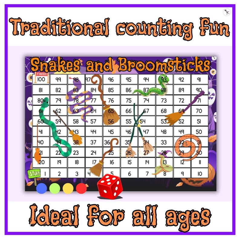 Spooky Snakes and Ladders Halloween Printable Game for Kids Education ...
