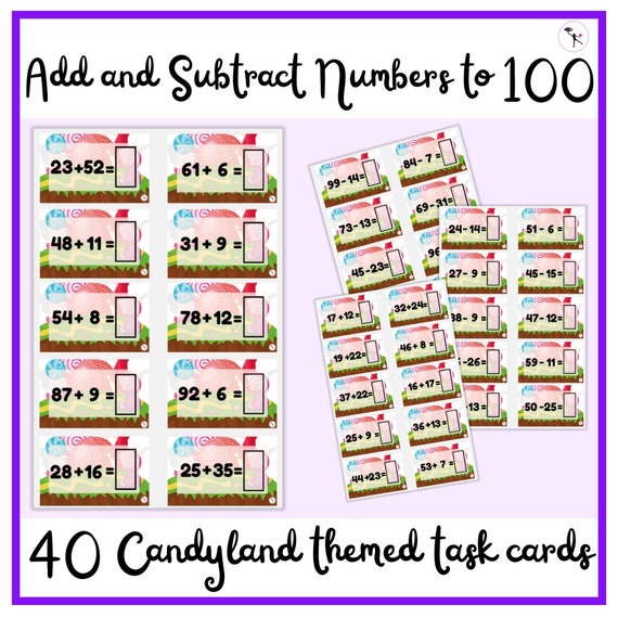 Printable Math Task Cards for Kids - Addition and Subtraction Practice for 2nd  Grade - Etsy