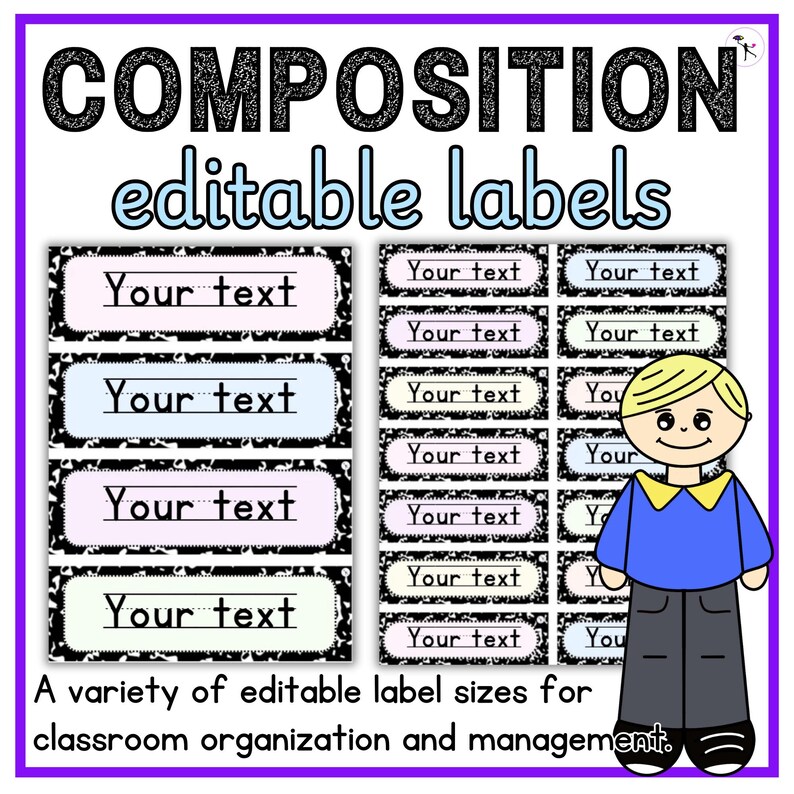 Editable Classroom Labels: Composition Notebook Decor for Elementary ...
