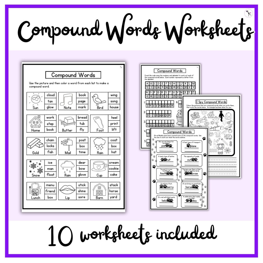 Compound Words Worksheets - Educational Printables for Kids, Grammar