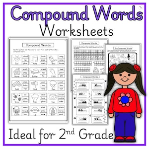 Schede di lavoro sulle parole composte - Materiale didattico stampabile per bambini, grammatica, programma di istruzione domiciliare