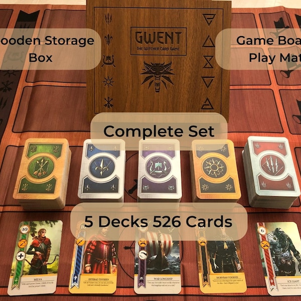 Ensemble complet - Les 5 jeux, 526 cartes avec tapis de jeu et boîte de rangement en bois (toutes les extensions DLC incluses)