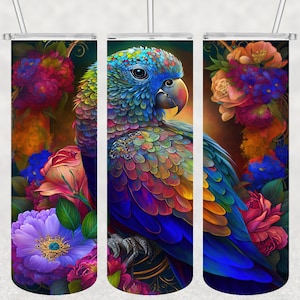 Parrot tumbler wrap, parrot png, 20 oz Skinny Tumbler Sublimation Design, Digital Download, Straight and Tapered Tumbler Wrap PNG