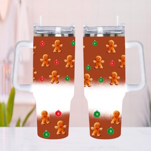 Christmas Gingerbread man 40oz Quencher Tumbler Wrap -  Seamless PNG Tumbler Design Sublimation Designs Downloads - PNG