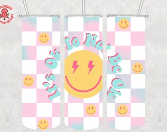 Mental Health 20 oz Skinny Tumbler Sublimation Design, Pink Retro mental health png, Self Love, Digital Download, Tumbler Wrap PNG