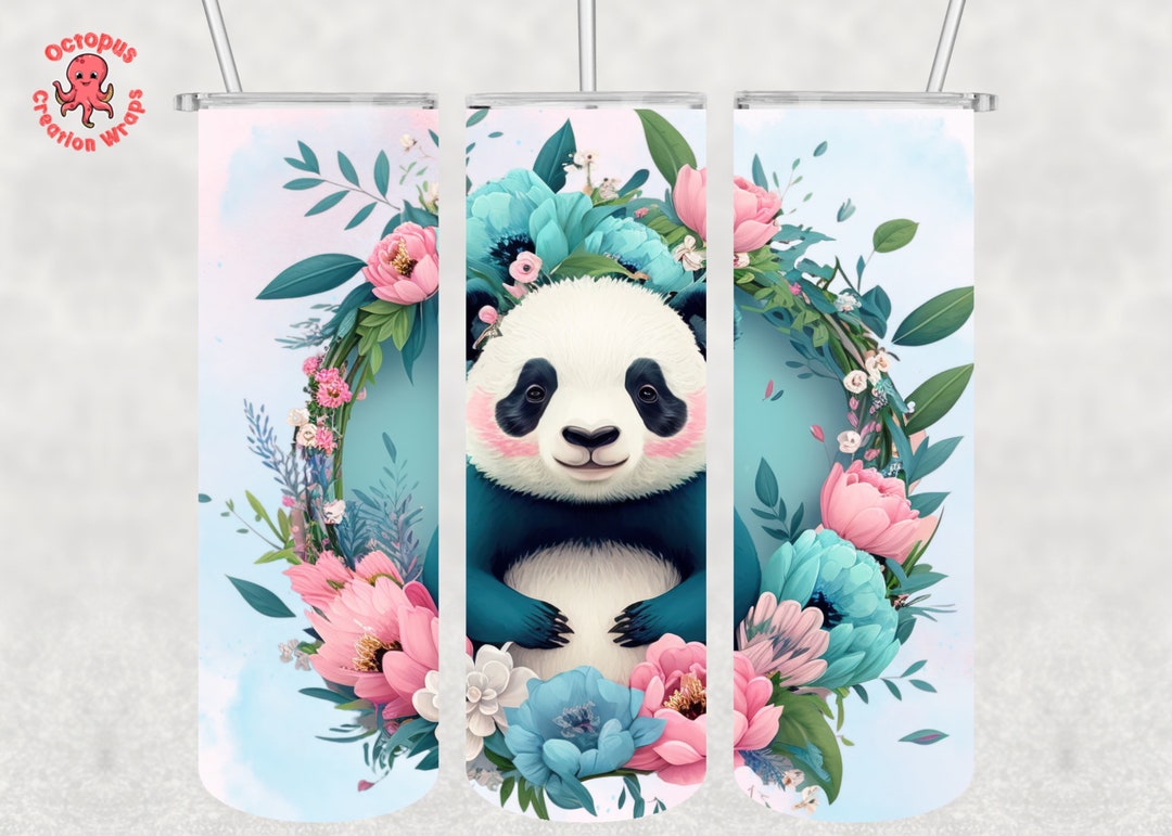 Panda Tumbler Wrap, Cute Panda Png, 20 Oz Skinny Tumbler Sublimation ...