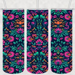 Seamless Mexican Pattern tumbler, Mexican Tumbler Wrap Designs - Skinny Tumbler 20oz Design