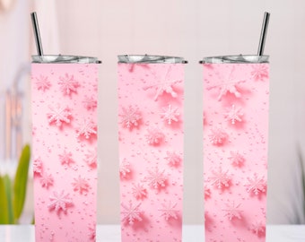 Christmas snowflakes Sublimation Tumbler Design Download PNG, 20 Oz Digital Tumbler Wrap PNG Download
