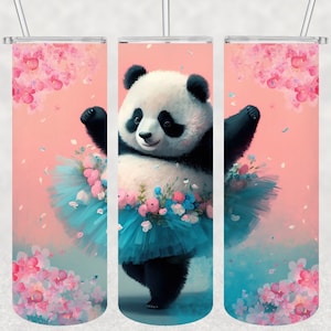 Panda tumbler wrap, cute panda png, 20 oz Skinny Tumbler Sublimation Design, Digital Download, Straight and Tapered Tumbler Wrap PNG