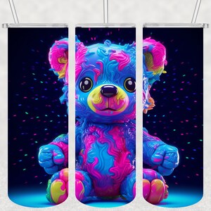 3D Teddy Bear Sublimation Tumbler Design Download PNG, 20 Oz Digital Tumbler Wrap PNG Download - 1