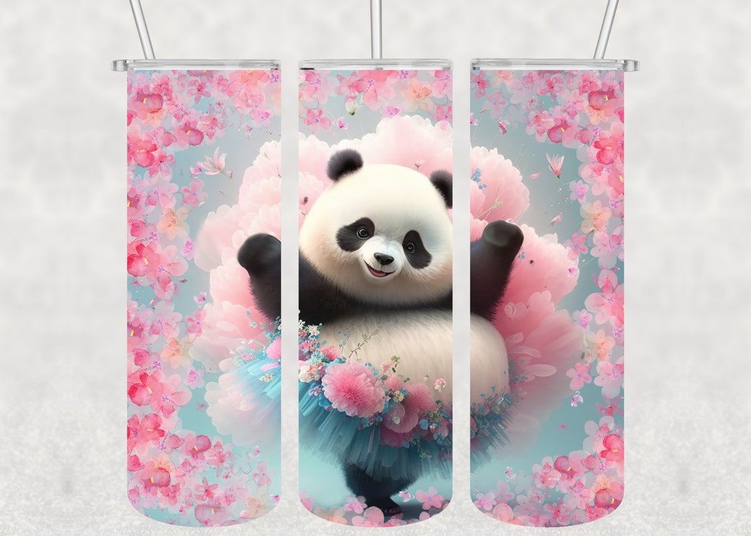 Panda Flowers Tumbler Wrap, Panda Png, 20 Oz Skinny Tumbler Sublimation ...
