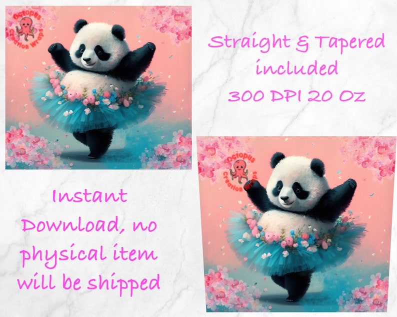 Panda Tumbler Wrap Cute Panda Png 20 Oz Skinny Tumbler - Etsy