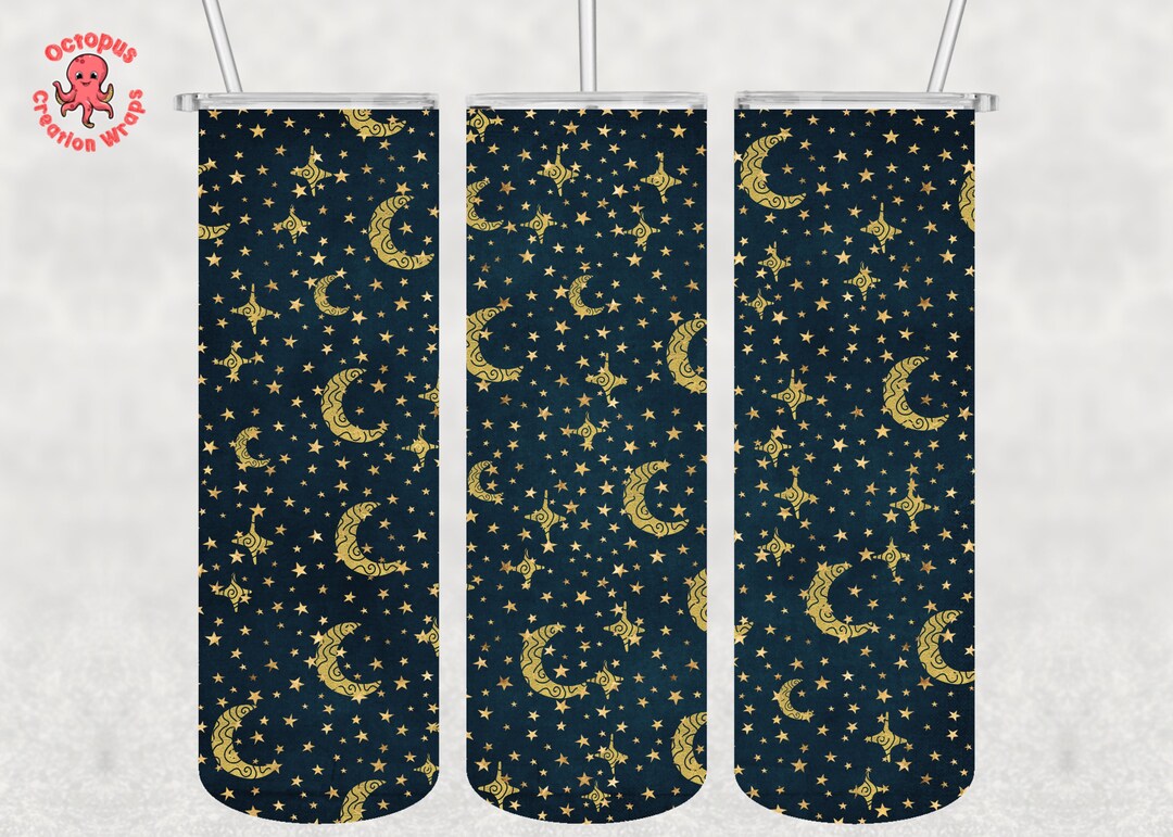 Stars and Moon Tumbler Design, Celestial Wrap, 20 Oz Skinny Sublimation ...