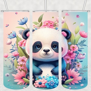 Leuke Panda Tumbler Wrap Naadloze Sublimatie Ontwerpen Downloads - Mager 20oz - PNG