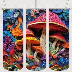 Design de copo de sublimação de cogumelo 3D Download PNG, 20 Oz Digital Tumbler Wrap PNG Download 2