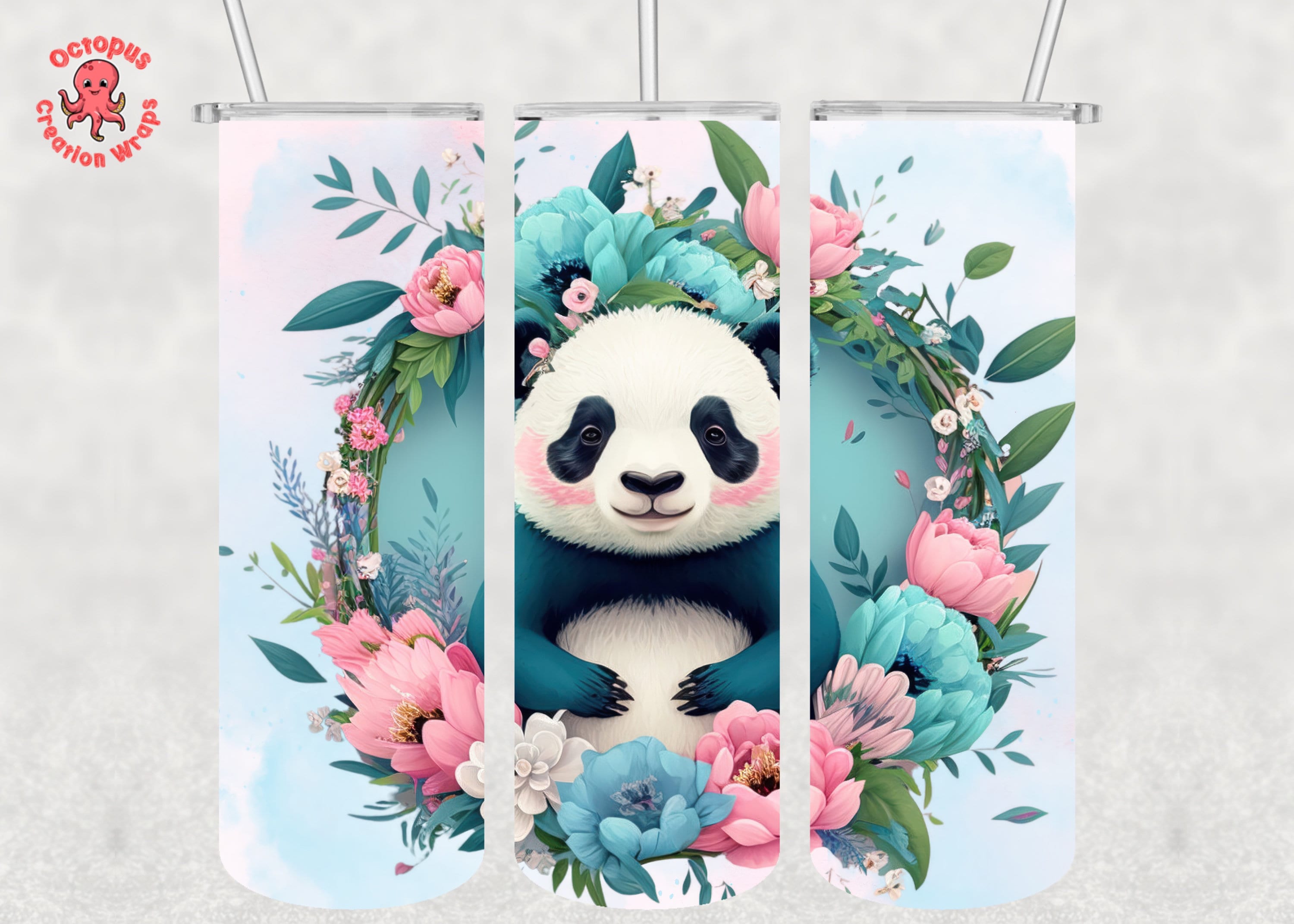 Panda Tumbler Wrap, Cute Panda Png, 20 Oz Skinny Tumbler Sublimation ...