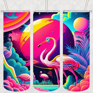 Flamingo Landscape tumbler, Flamingo Tumbler Wrap Designs - Skinny Tumbler 20oz Design
