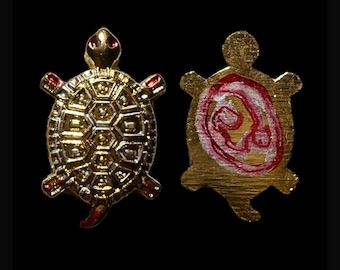 Thai Lanna 招财 Hand Written Wealth Fetching Turtle Master Ajarn Nen Temple: Samnak, Bangkok Year 2567 2024 Material Holy Metal