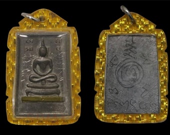 Thai Amulet Phra Somdej Nur Takua Casing Taprachan Card Master Lp Koon Temple: Wat Banrai Year B.E.2536 C.E.1993 Silver, Tin Copper Takrut