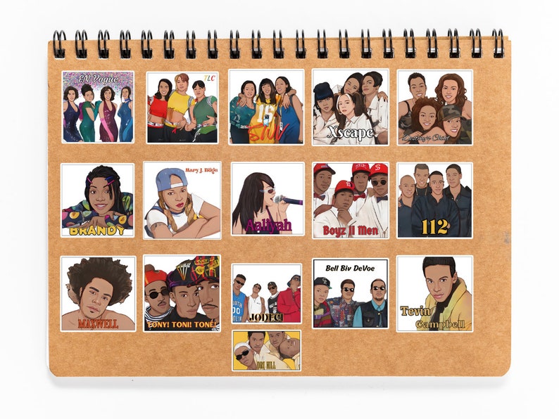 90's R&B Printable Sticker Set of Some of the Most Popular Artists From ...