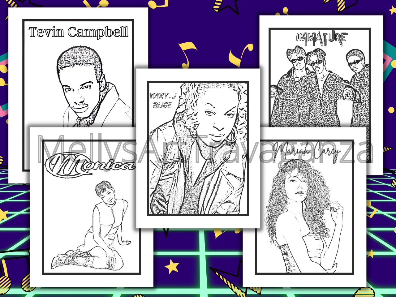 UPDATED: 90s R&B Printable Coloring Book-35 Unique Pages-instant ...
