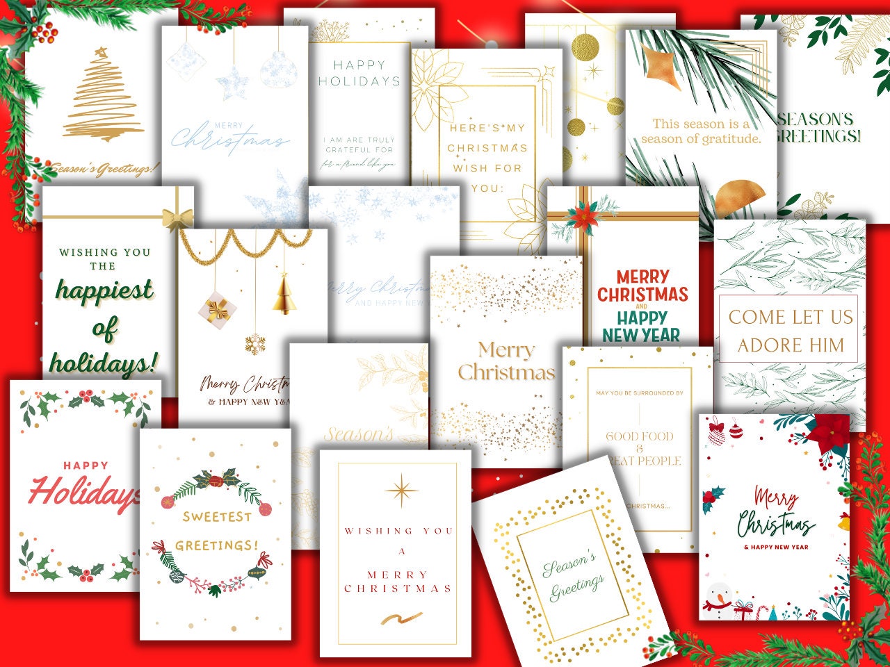 Family and Friends Printable Christmas Cards 20 Beautiful - Etsy