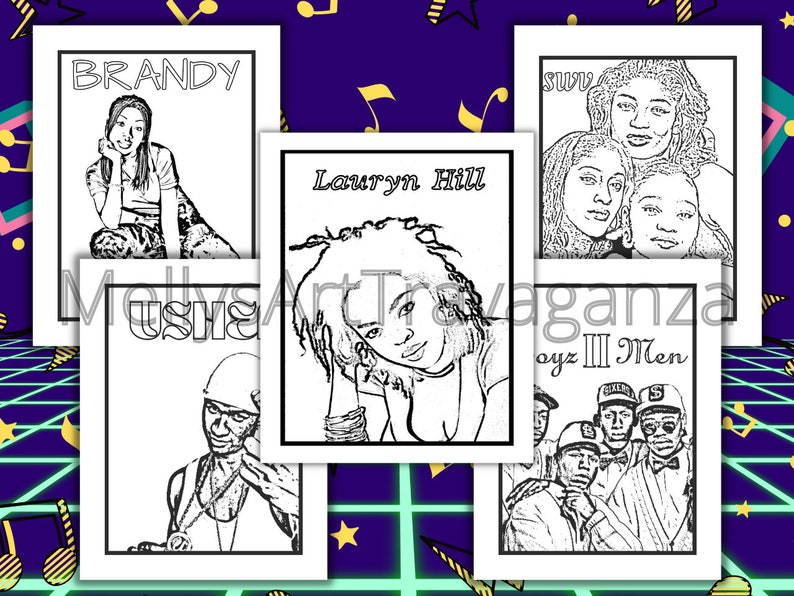 UPDATED: 90s R&B Printable Coloring Book-35 Unique Pages-instant ...