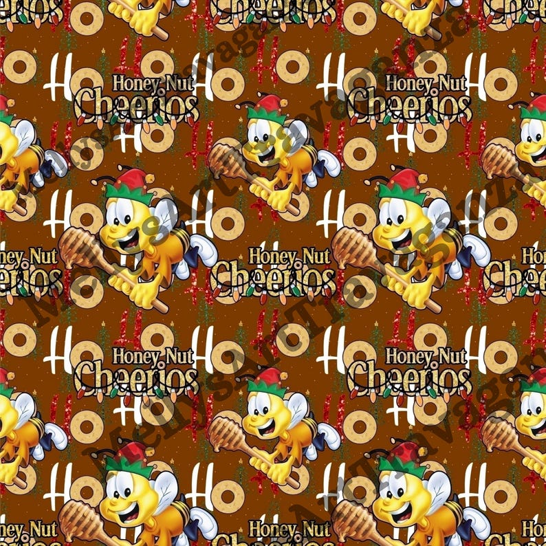Cheerio Pattern Honey Nut Cheerios Cereal Theme, Buzzbee Holiday Seamless Christmas ...