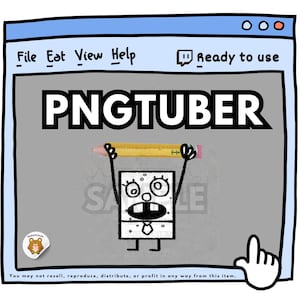 Funny Doodle PNGtuber GIFTuber, Moves Pencil Up and Down when Speaking, Blinks, Twitch Meme, Sponge Joke, Fish Fry Cook | Instant Download