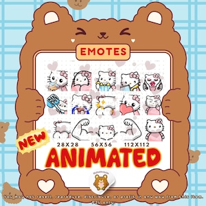 Pacchetto di emote Twitch &quot;Kitty Kawaii&quot; ANIMATO, Discord, Gatto dolce, Emote divertenti, Copertina per neonati Boba Sip Cozy Muscle, Chat, Anime / Download immediato