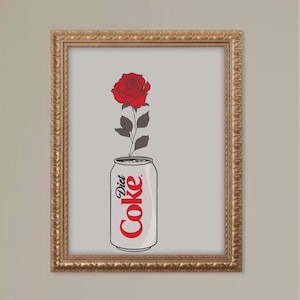 Vintage Diet Coke Can Flowers Retro Downloadable Art