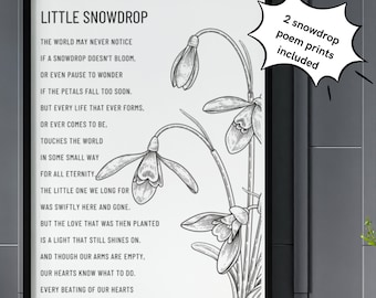 Baby loss poem, little snow drop poem, Infant loss, Stillbirth, Child loss, baby grief quote, miscarriage, digital download