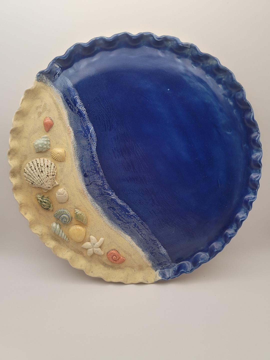 Large Beach Themed Ceramic Plate Etsy