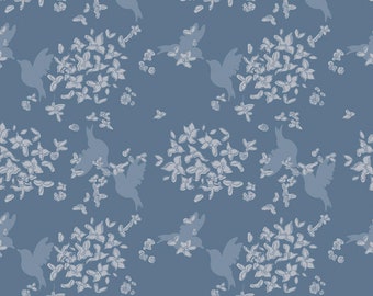 Water Mark - Coastal Blue Floral | Riley Blake Designs designed by Tami Green.  Half yard listing  - 100% Cotton Premium Quilting Fabric
