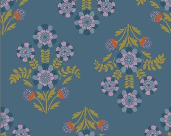 Bramblebloom Blue- Starling Collection | Art Gallery Fabrics| Designed by Maureen Cracknell| 100% Cotton Premium Quilting Fabric| Half Yard