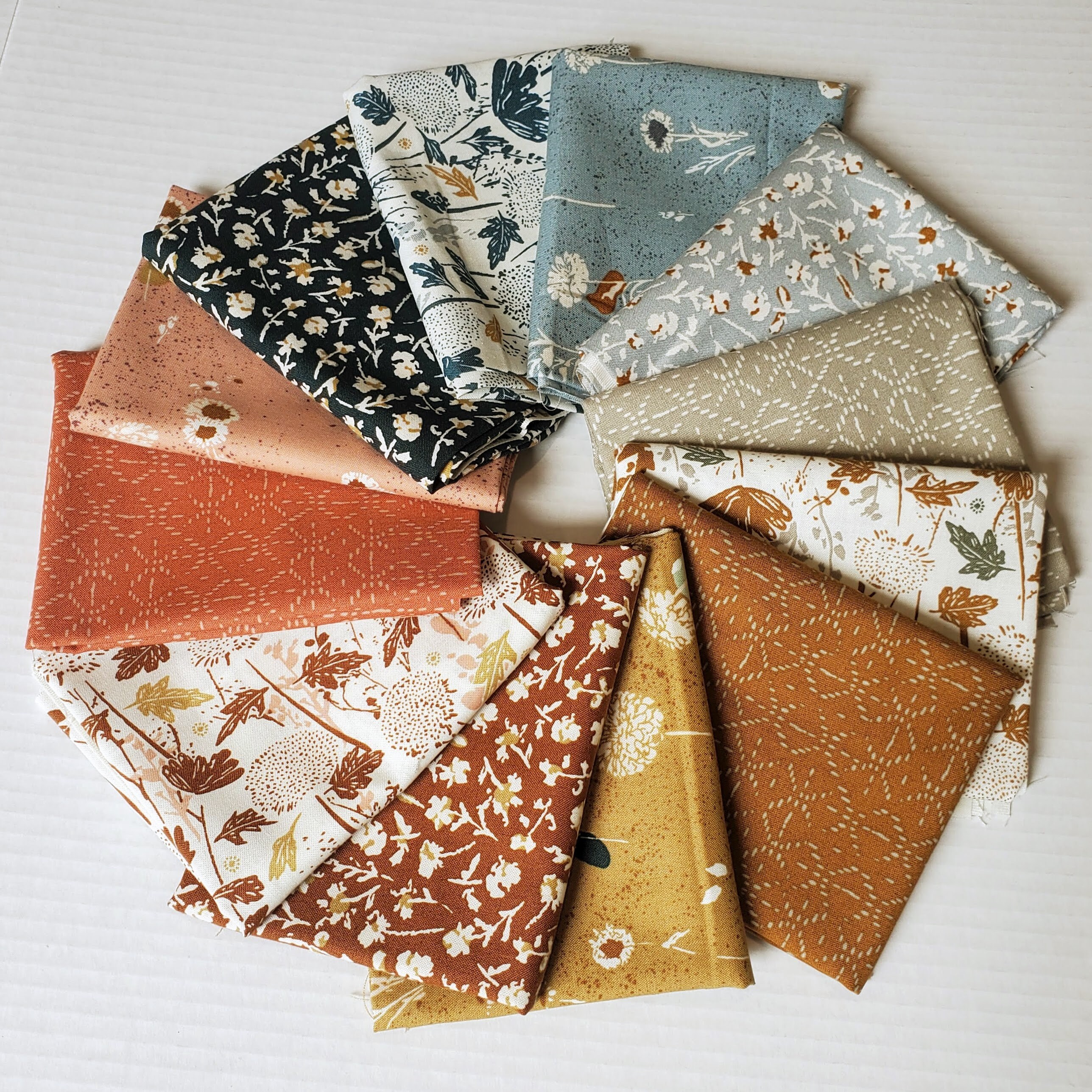 Earthy Colors Cloth for Embroidery, Kona Cotton Quilting Solids Bundle,  Fall Fat Quarter Fabric Collection, Basic Hand Embroidery Supplies 