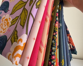 Curated Bundle of 16 Fabrics from Starling Collection Designer Maureen Cracknell | Art Gallery Fabrics| Half Yard Bundle | Premium Quilting