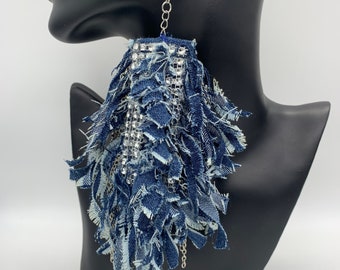 Fringe Denim Earring