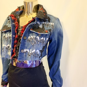 Jean Jacket with Patchwork & Rhinestones